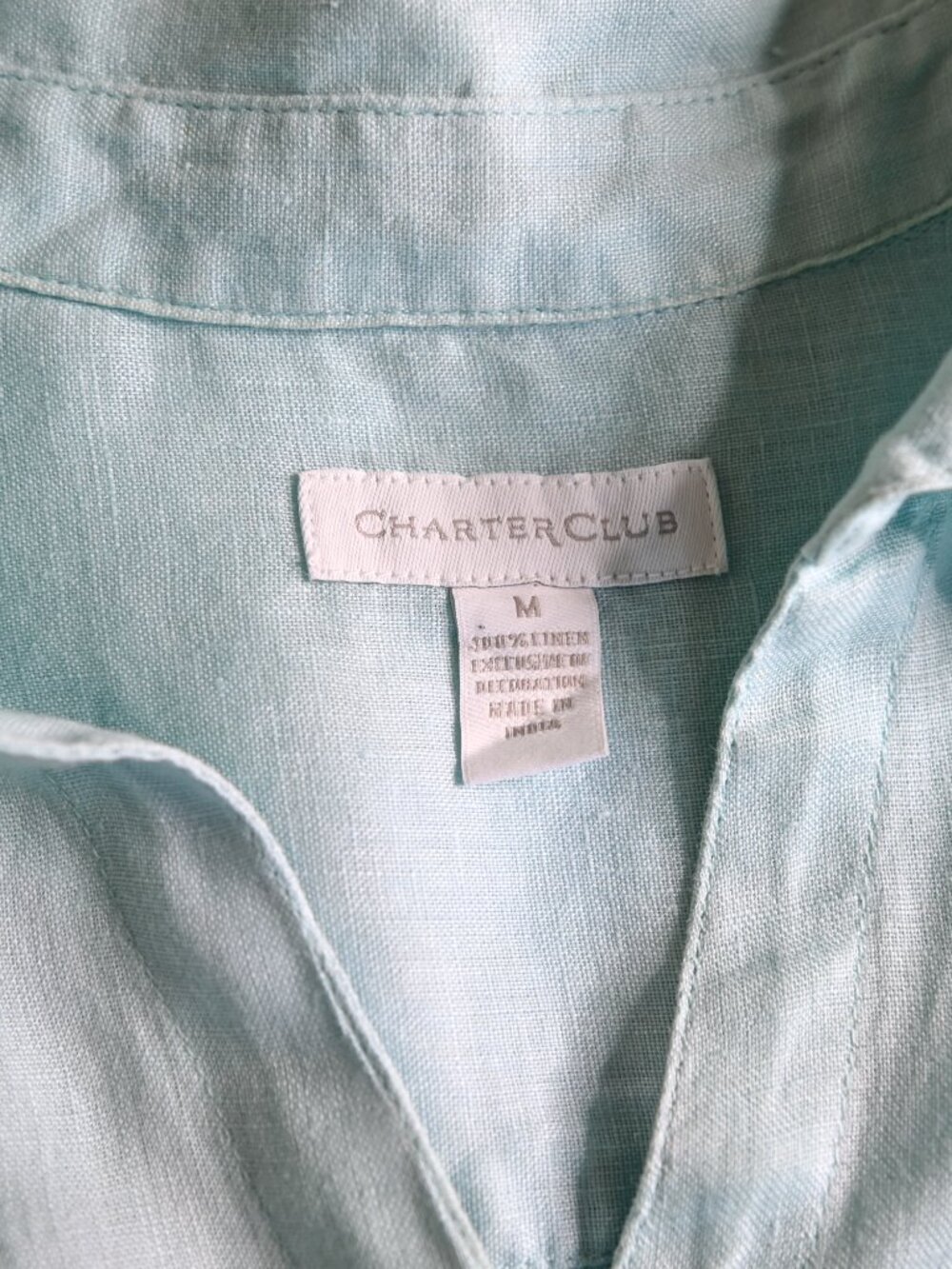 CHARTER CLUB Mint Green Embroidered Button Down Long Sleeve Blouse - Size Medium - Picture 4 of 9